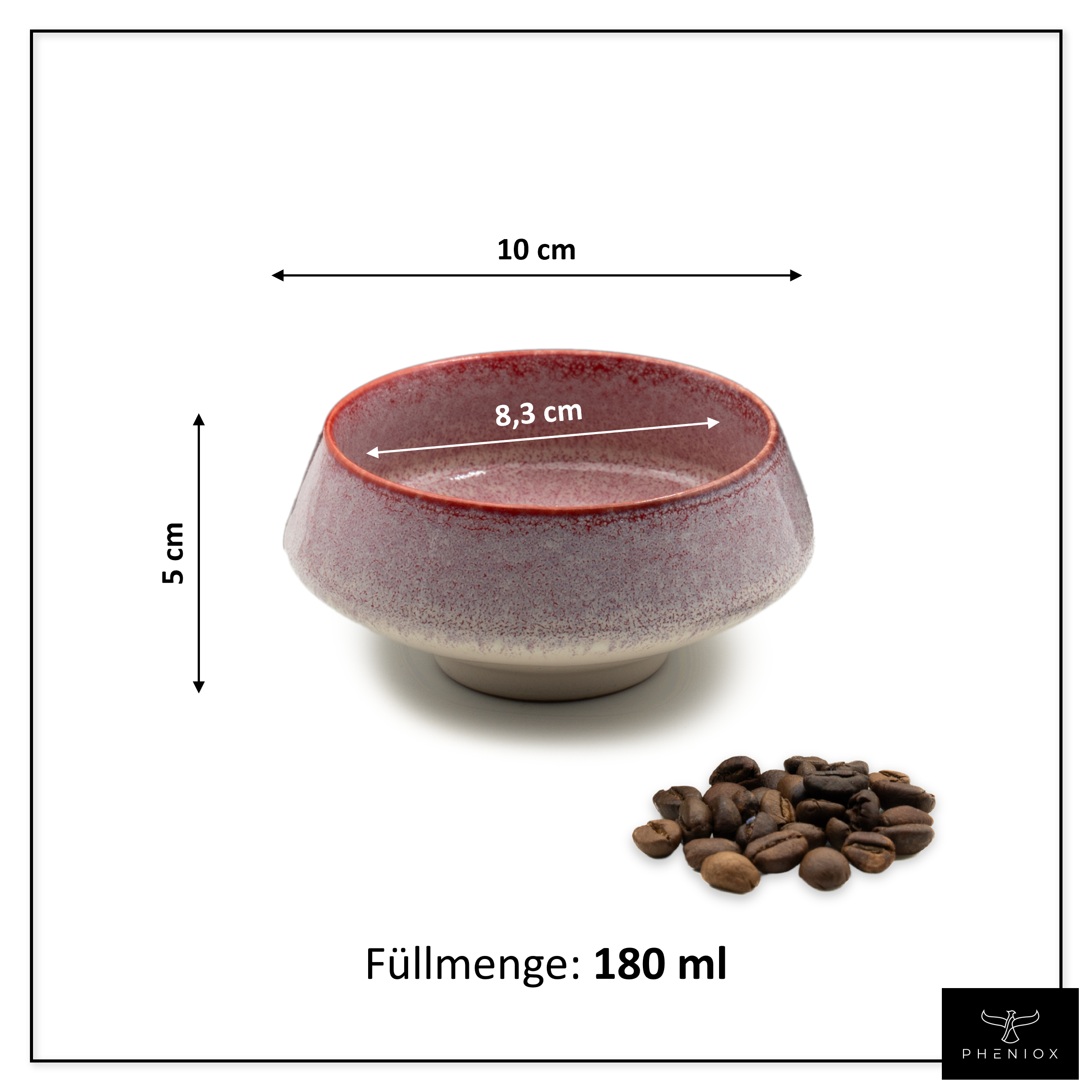 Barista Tassen Set - 2 x 180 ml Cappuccino Tassen aus Steingut Rot
