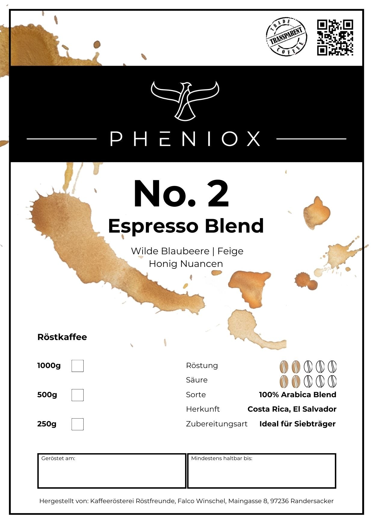 PHENIOX No. 2 – Espresso Blend | Kaffeebohnen (250g | 1000g)