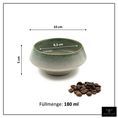 Barista Tassen Set - 2 x 180 ml Cappuccino Tassen aus Steingut Grün