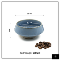 Barista Tassen Set - 2 x 180 ml Cappuccino Tassen aus Steingut Hellblau