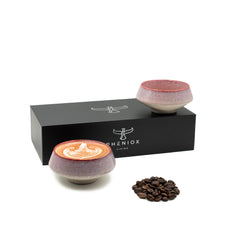 Barista Tassen Set - 2 x 180 ml Cappuccino Tassen aus Steingut Rot